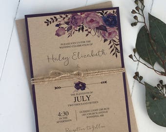 Rustic Wedding Invitation Etsy