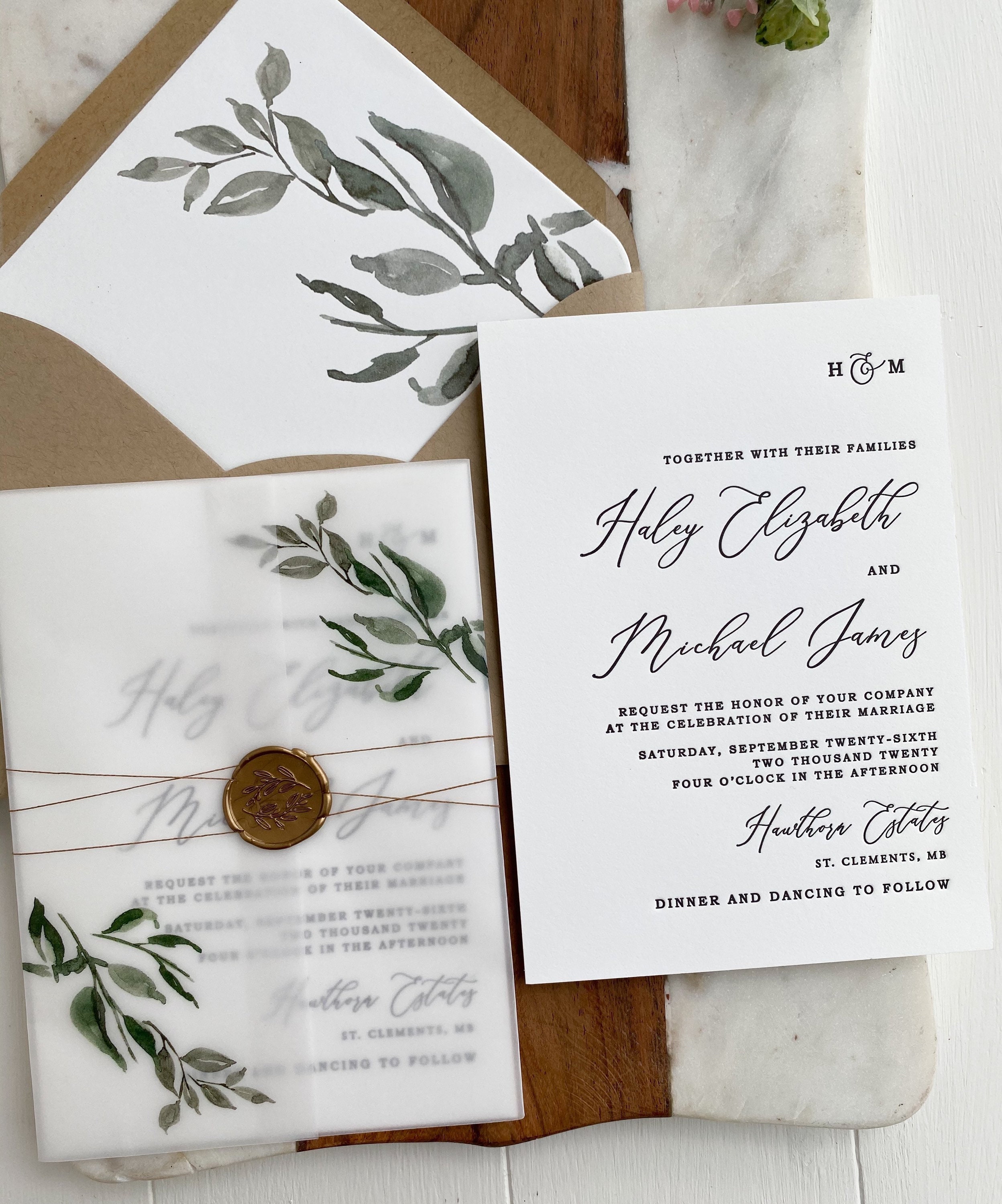 Blush Floral and Gold Wax Seal Vellum Wrap Jacket for DIY Wedding  Invitation - Cotton Willow Design Co.