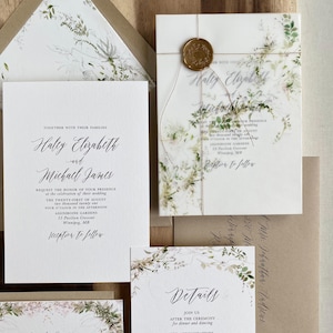 Rustic Wedding Invitation, Greenery Wedding Invitation, Botanical Wedding Invitation Set, Eucalyptus Wedding Invitation, Watercolor Invite image 1