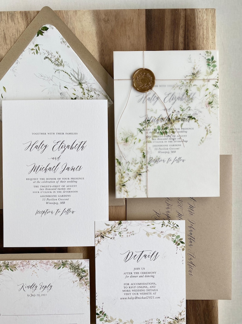 Rustic Wedding Invitation, Greenery Wedding Invitation, Botanical Wedding Invitation Set, Eucalyptus Wedding Invitation, Watercolor Invite image 1