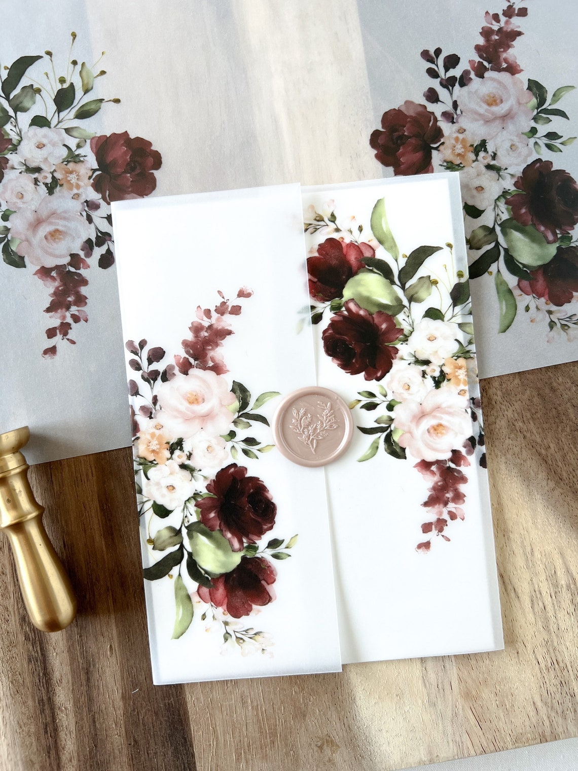 Floral Vellum Wrap DIY Wedding Invitation Vellum Jacket Etsy