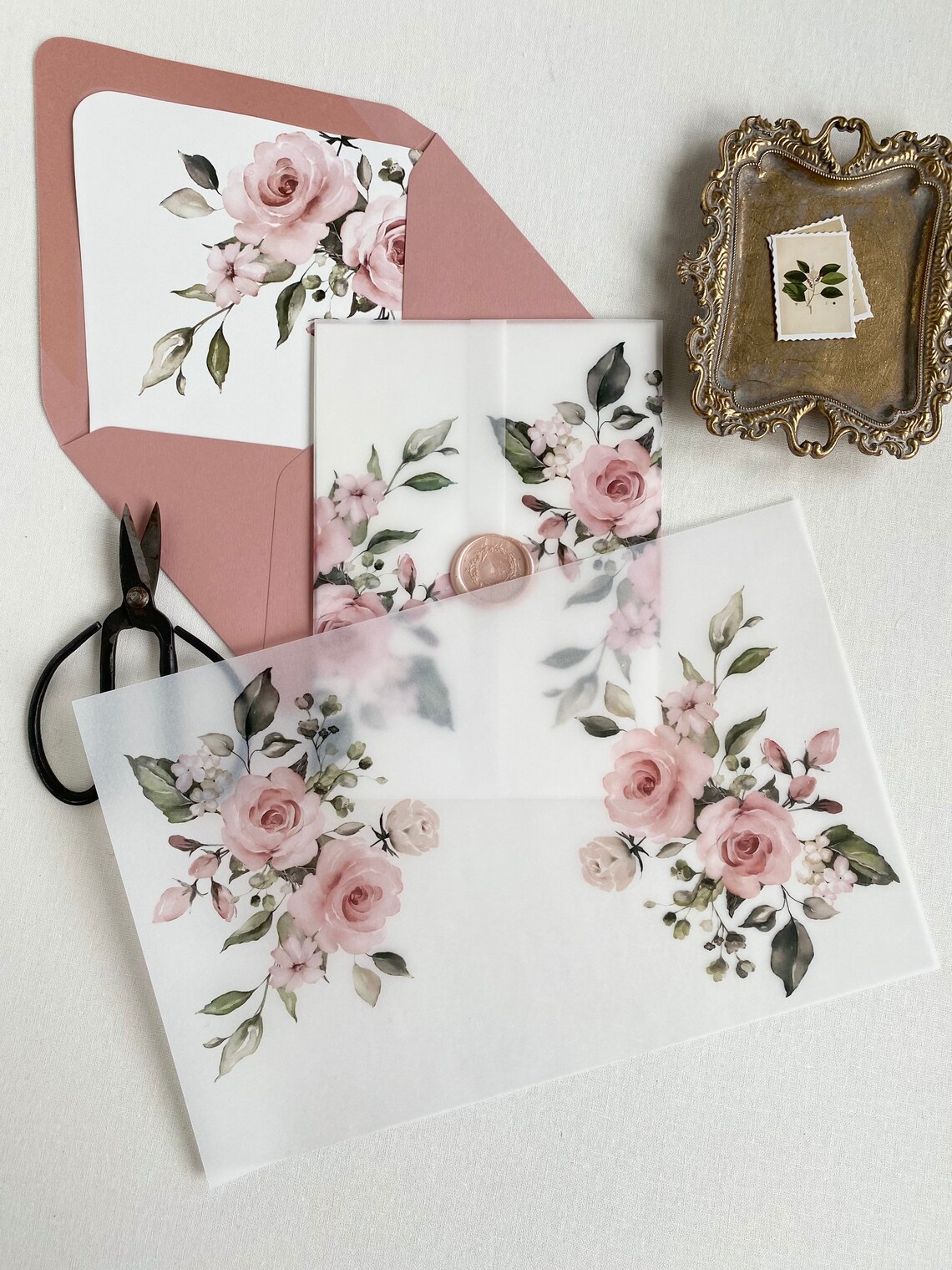 Pink Floral Vellum Wrap DIY Wedding Invitation Vellum Etsy