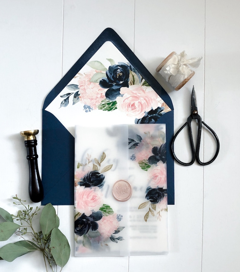 Floral Vellum Wrap DIY Wedding Invitation Vellum Jacket Etsy