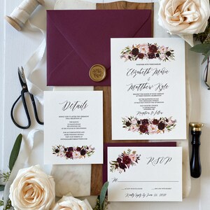 Marsala Floral Wedding Invitation PRINTABLE Fall Wedding Invite ...