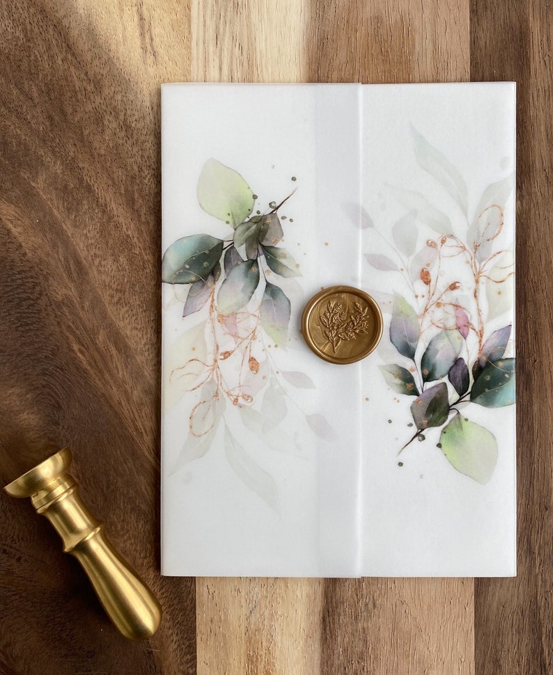 Greenery and Gold Botanical Vellum Wrap for DIY Wedding Etsy