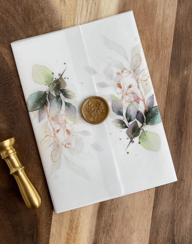 Greenery and Gold Botanical Vellum Wrap for DIY Wedding Etsy