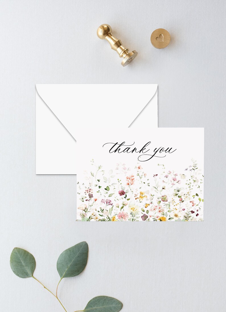 Wildflower Thank You Notes Bridal Shower Thank You Cards Etsy Canada