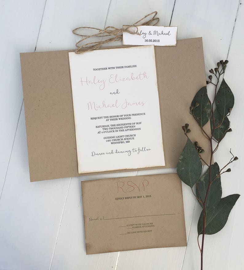 Floral Wedding Invitation. Rustic Wedding Invitation. Boho