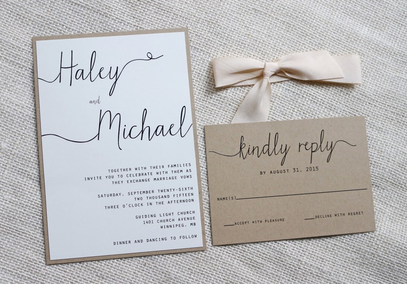 modern wedding invitation simple wedding invitation rustic