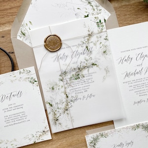 Rustic Wedding Invitation, Greenery Wedding Invitation, Botanical Wedding Invitation Set, Eucalyptus Wedding Invitation, Watercolor Invite image 5
