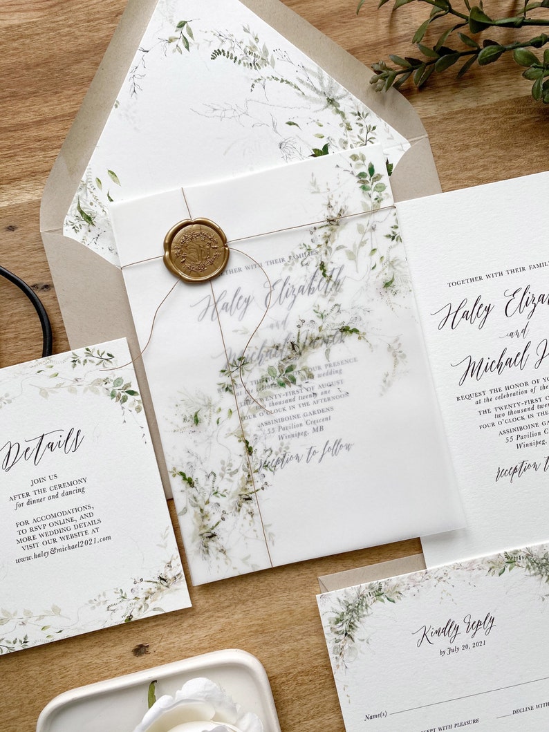 Rustic Wedding Invitation, Greenery Wedding Invitation, Botanical Wedding Invitation Set, Eucalyptus Wedding Invitation, Watercolor Invite image 5