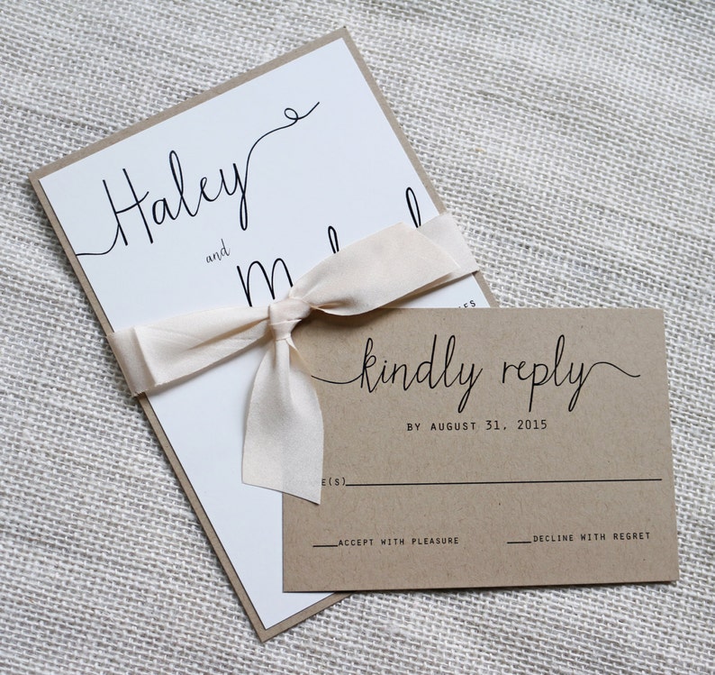 Modern Wedding Invitation Simple Wedding Invitation Rustic