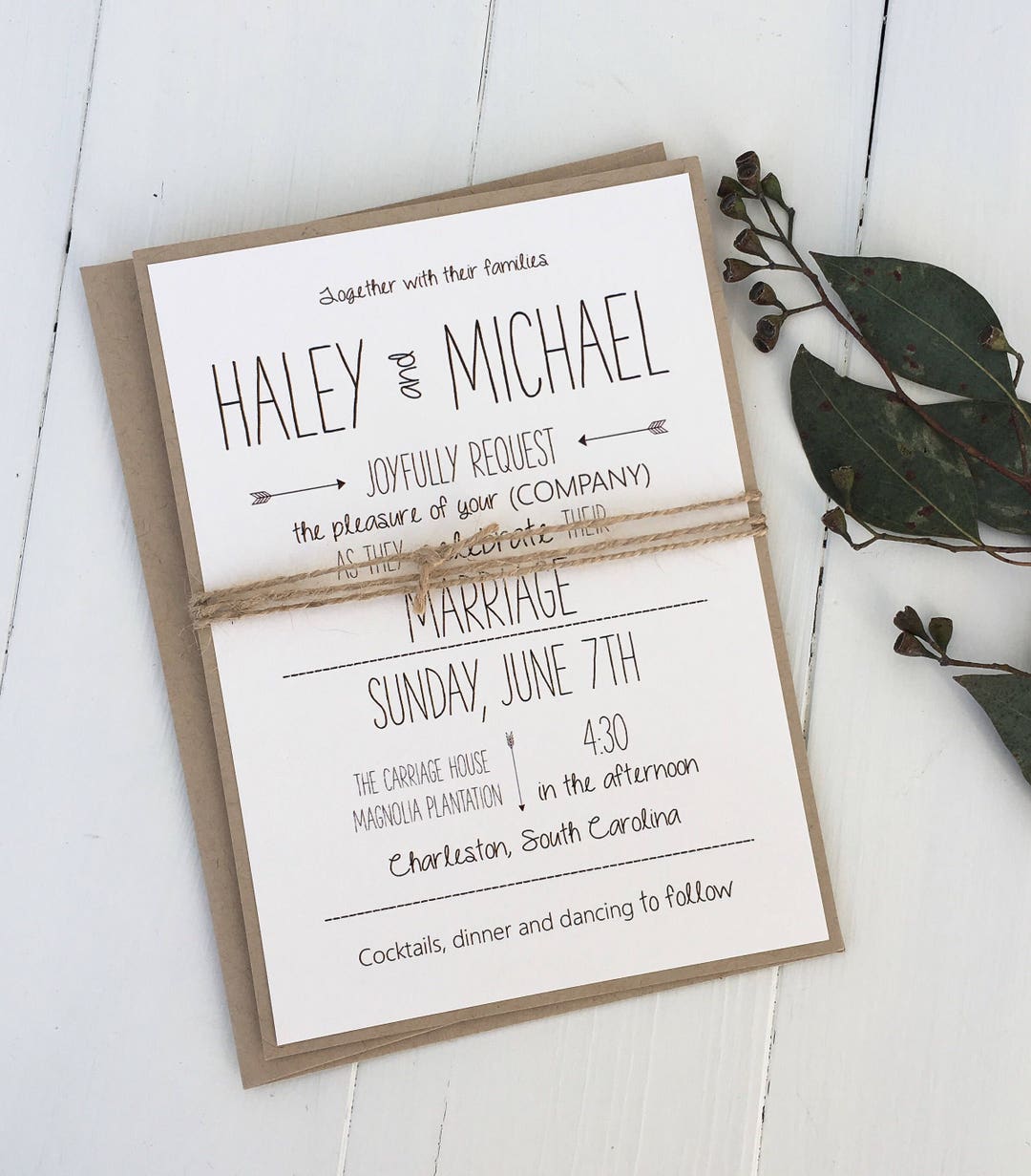 Rustic Wedding Invitation Modern Wedding Invitation Modern - Etsy