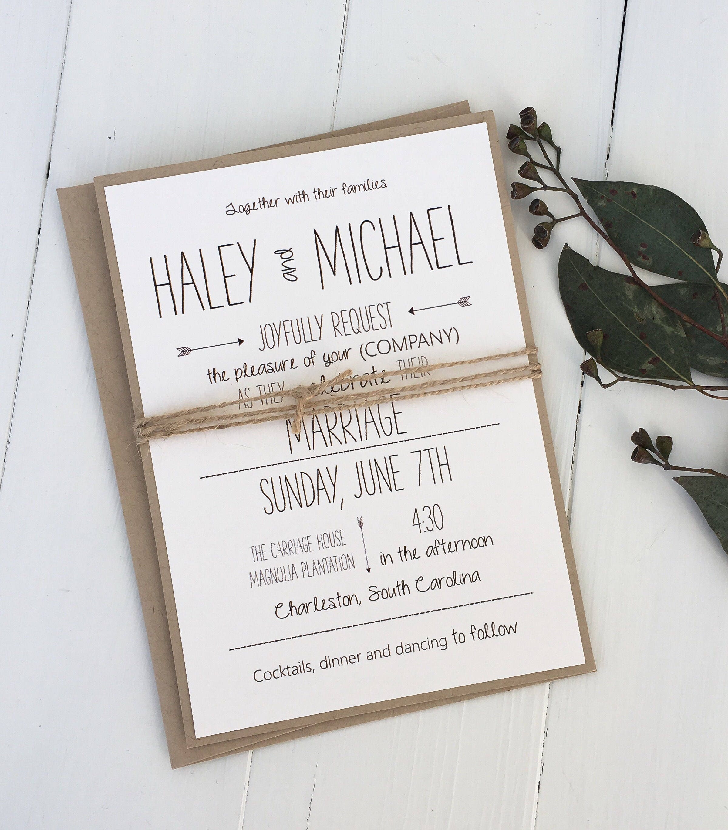 Rustic Wedding Invitation Modern Wedding Invitation Modern Etsy Australia