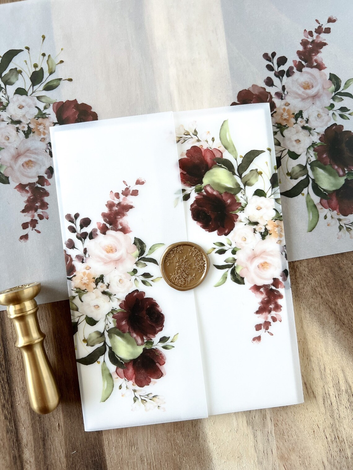 Floral Vellum Wrap DIY Wedding Invitation Vellum Jacket Etsy