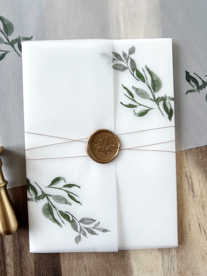 Vellum Jacket for 5 X7 Wedding Invitations With Gold Wax Seal Etsy