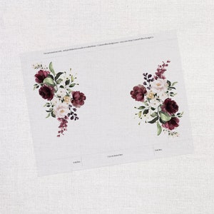 DIY Wedding Envelope Liner and Wrap, Wedding Invitation Jacket, Printable Envelope Liners, Printable Vellum, Burgundy Blush Floral Wedding 画像 5
