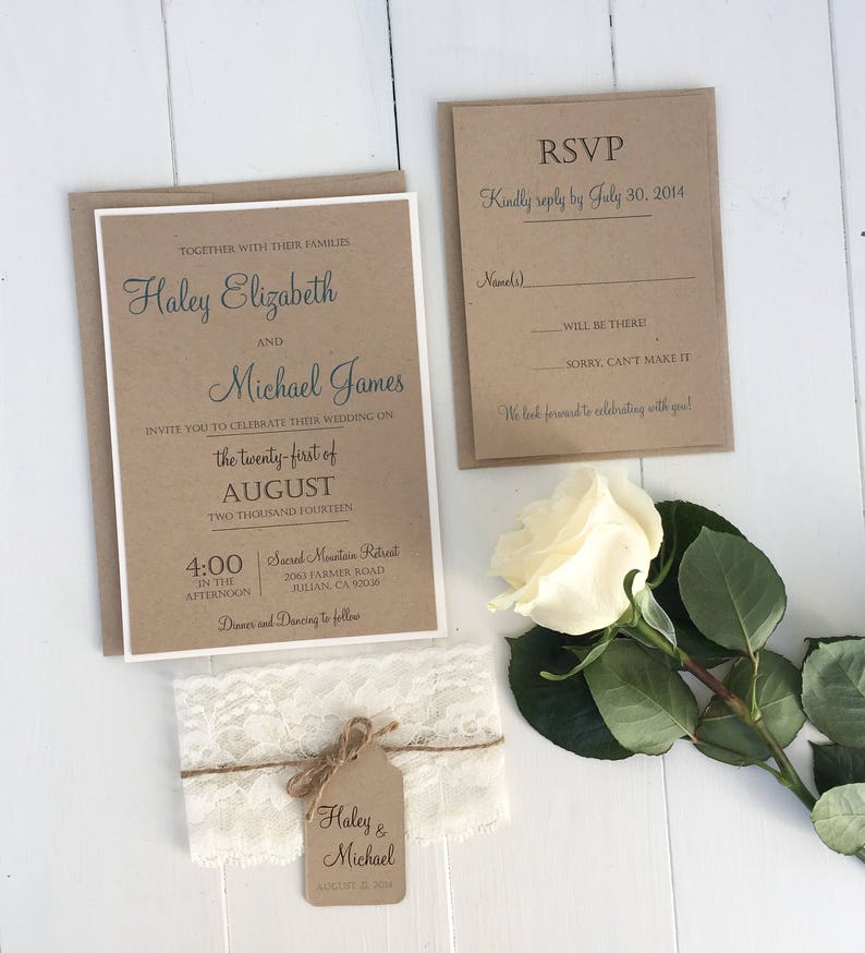 Rustic Lace Wedding Invitation, Vintage Wedding Invitation, Elegant Wedding Invitation, Lace Wedding Invite, Barn Wedding, Country Wedding image 3