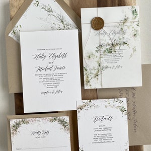 Rustic Wedding Invitation, Greenery Wedding Invitation, Botanical Wedding Invitation Set, Eucalyptus Wedding Invitation, Watercolor Invite image 3
