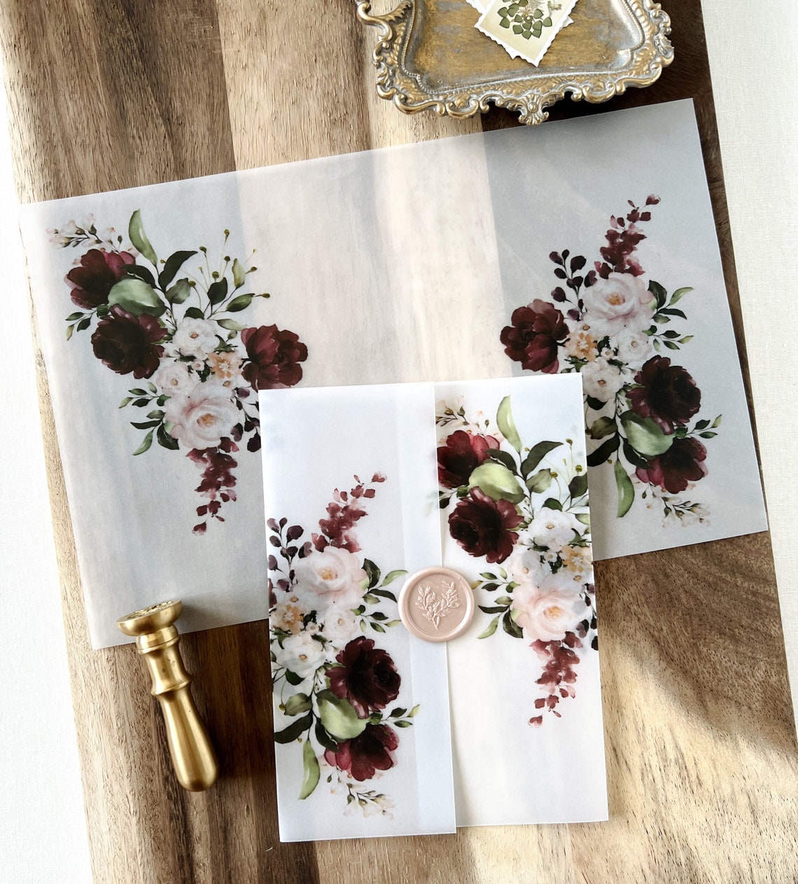 Floral Vellum Wrap DIY Wedding Invitation Vellum Jacket Etsy