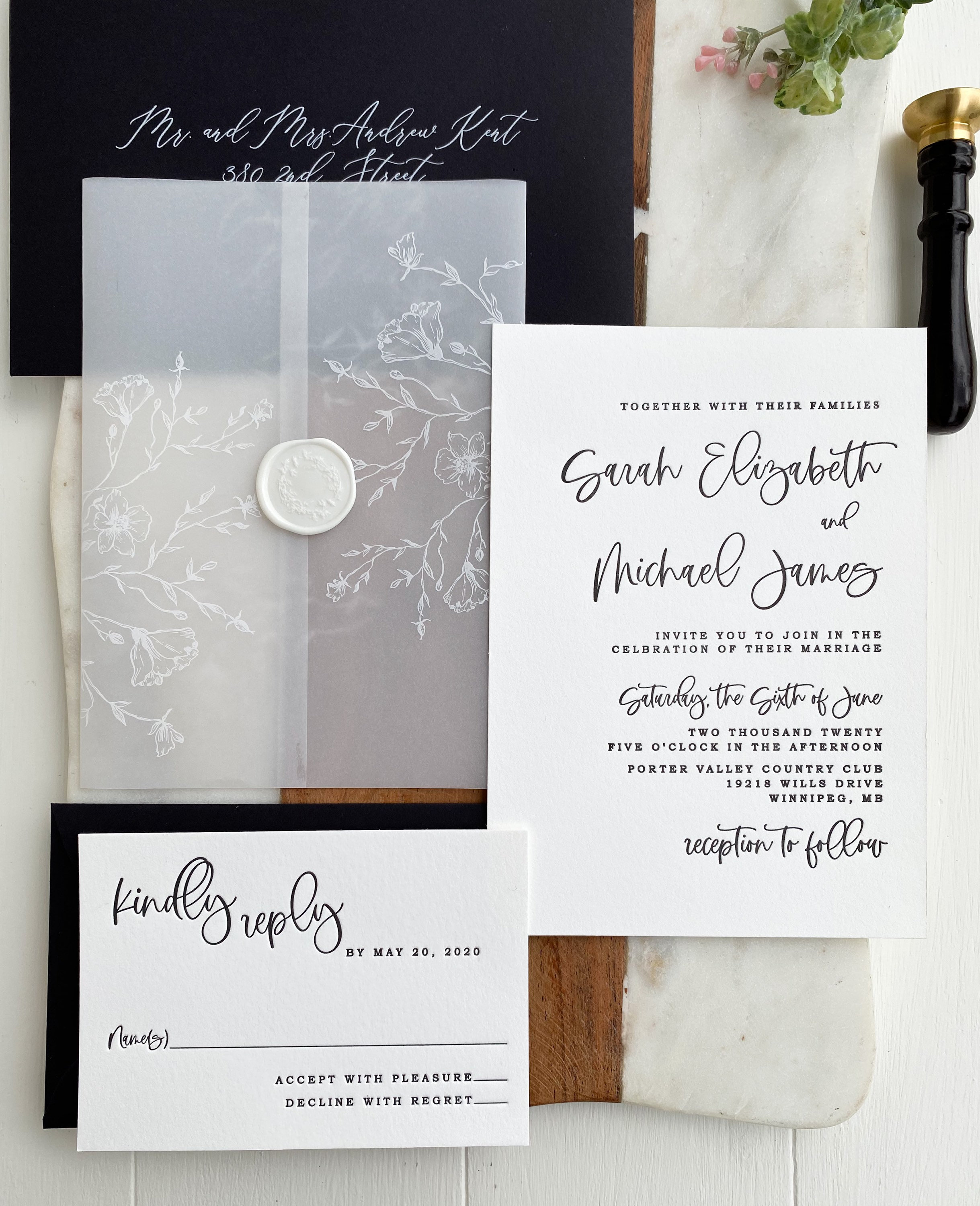 Chic Vellum Foil Wedding Invitations WFSI0021