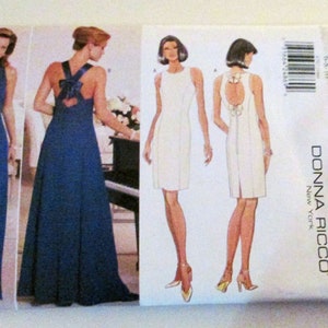 1990s Cocktail Dress Gown Sleeveless Wedding Bridesmaid Bridal Prom Donna Ricco sewing pattern Butterick 4797 Size 6 8 Bust 30.5 31.5&quot;