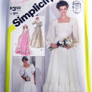 Gunne Sax Jessica McClintock Wedding Dress Boho bridal gown vintage sewing pattern 1980s Simplicity 5362 Size 8 Bust 31.5&quot; UNCUT FF