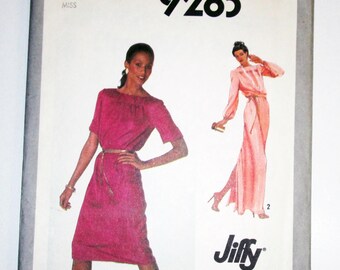 1970s Jiffy Pullover Maxi dress Loose fitting vintage sewing pattern Simplicity 9283 Size 16 Bust 38" UNCUT FF