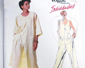 1980s Tamotsu Individualist Coatdress Pants Top Coat Dress sewing pattern Vogue 1546 size 12 bust 34" UNCUT FF