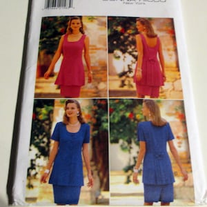 1990s Peplum Tunic Dress Skirt cocktail mother of the bride Donna Ricco sewing pattern Butterick 3996 Size 6 8 10 Bust 30.5 31.5 32.5&quot; UNCUT