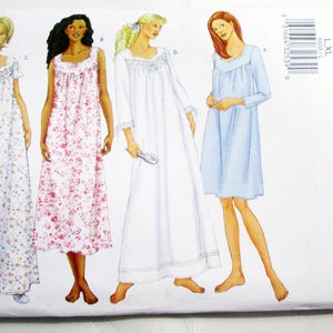 Nightgown Nightie Sleepwear Sleeveless Long Sleeves sewing pattern Butterick 6838 Size XS S M or L XL UNCUT ff