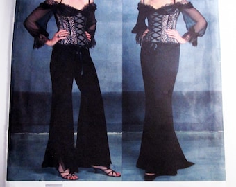 Y2K Bellville Sasson Fitted Corset Top Boned Evening Gown Dress Palazzo Pants off the shoulder sewing pattern Vogue 2841 Size 12 14 16 UNCUT