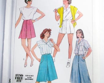 1980s Culottes Shorts Pleated pants vintage sewing pattern Simplicity 7463 Size 16 Waist 30"