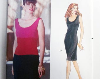 1990s Bodycon Cocktail Dress Sleeveless Scoop neck Nicole Miller sewing pattern Butterick 5357 Size 14 16 18 UNCUT FF