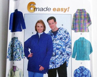1990s Pullover Sweatshirt Top Hoodie Kangaroo pouch Jacket easy sewing pattern Simplicity 8262 Size XS S M UNCUT FF