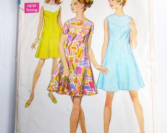 1960s Yoked Dress Flared Sleeveless fit flare vintage sewing pattern Simplicity 7534 Size 16 Bust 38"