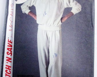 1980s Sweatsuit Sweatpants Sweatshirt jogging knit running vintage sewing pattern Stitch 'n Save 9115 Size 6 8 10 UNCUT FF