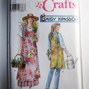 Daisy Kingdom Apron Wrap back Smock Crafts OOP sewing pattern Simplicity 5201 Bust 32.5 34 36 38 40 42 44 46&quot; UNCUT FF