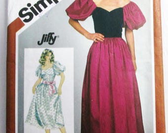 1980s Evening Gown Prom Dress Bridesmaid fit flare jiffy vintage sewing pattern Simplicity 6205 Size 10 Bust 32.5"