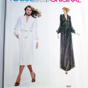 1970s Pierre Balmain Loose fitting Boho Maxi Dress long sleeves vintage sewing pattern Vogue 1857 Paris Original Size 14 UNCUT FF