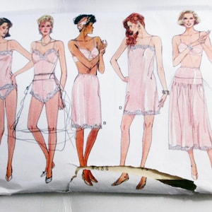 1980s Lingerie Slip Camisole Teddy Panties vintage sewing pattern Vogue 9765 Size L XL Bust 38 40 42 44&quot;