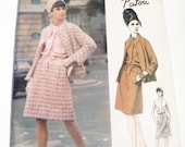 1960s Patou Mod Sleeveless dress dropwaisted Open Jacket vintage sewing pattern Paris Original Vogue 1432 Size 14 Bust 34" Label UNCUT FF