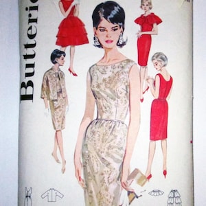 May include: Vintage sewing pattern envelope featuring illustrations of women's dresses. The envelope has text that reads "Butterick" and "BUST 31 1/2 SIZE 11". The main illustration shows a woman in a patterned dress.
