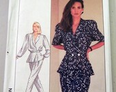 1980er Jahre Peplum Jacke Top Pleated Hose gerade Rock Schnittmuster Einfachheit 8431 Größe 8 Büste 31,5" UNCUT FF