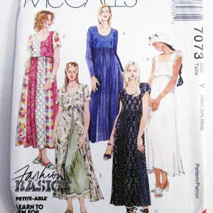1990s Loose fitting Sundress Empire Waist boho sewing pattern McCalls 7073 Size XS S M L XL uncut FF