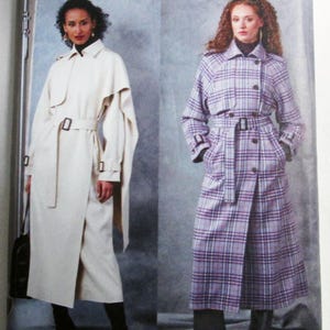 Trench Coat Raglan Sleeve Stylish Jacket belted sewing pattern Vogue 2055 Size 8 10 12 14 16 or 18 20 22 24 26 UNCUT FF