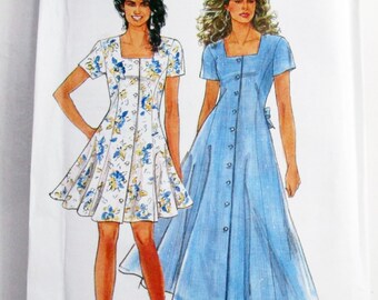 1990s Button front Dress Shirtwaist Princess seam easy sewing pattern Simplicity 7659 Size 8 10 12 14 16 18 20 UNCUT FF