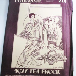 1920s Tea Frock Dress Jazz Age Drop Waist smocking vintage sewing pattern Folkwear 214 UNCUT FF