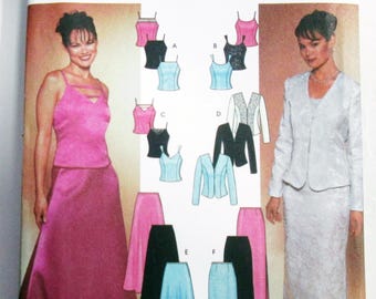 Y2K Prom Evening Gown Dress Formal Bridesmaid fitted top Jacket skirt sewing pattern Simplicity 7010 Size 14 16 18 20 Bust 36 38 40 42 UNCUT
