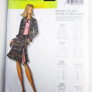 May include: Butterick sewing pattern B5107 by Connie Crawford for a jacket and skirt. The envelope features a color illustration of a tweed-textured jacket and skirt set, technical line drawings of the garments, and a barcode with sizing info.